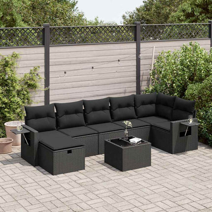 sofasæt til haven 8 dele med hynder polyrattan sort