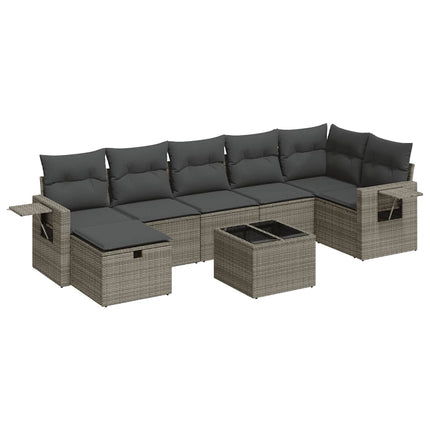 sofasæt til haven 8 dele med hynder polyrattan grå