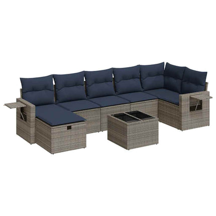 sofasæt til haven 8 dele med hynder polyrattan grå