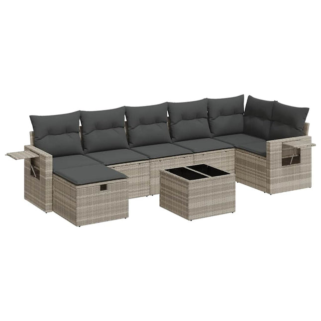 sofasæt til haven 8 dele med hynder polyrattan lysegrå