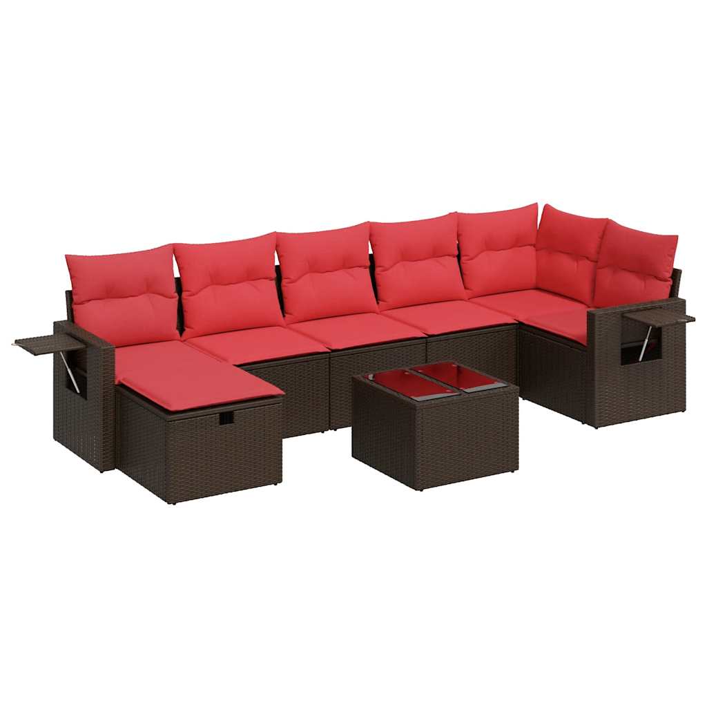 sofasæt til haven 8 dele med hynder polyrattan brun