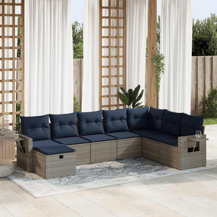 sofasæt til haven 8 dele med hynder polyrattan grå