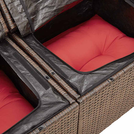 sofasæt til haven 9 dele med hynder polyrattan brun