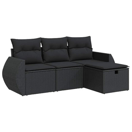 sofasæt til haven 4 dele med hynder polyrattan sort