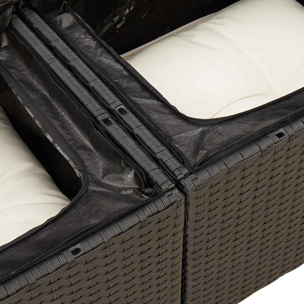 sofasæt til haven 4 dele med hynder polyrattan sort