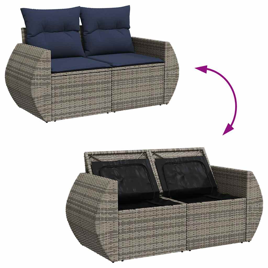 sofasæt til haven 4 dele med hynder polyrattan grå
