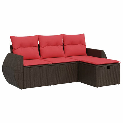 sofasæt til haven 4 dele med hynder polyrattan brun