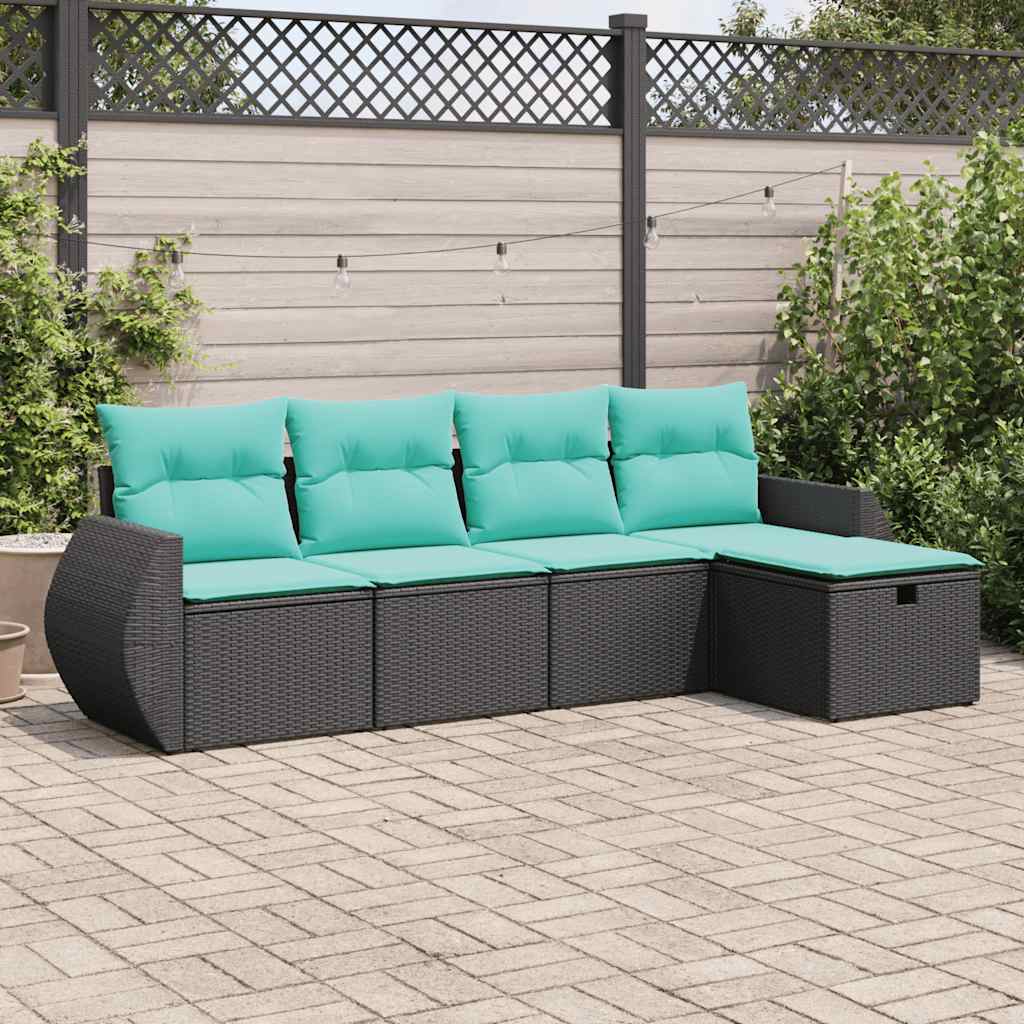 sofasæt til haven 5 dele med hynder polyrattan sort