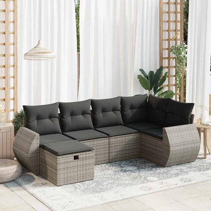 sofasæt til haven 6 dele med hynder polyrattan grå