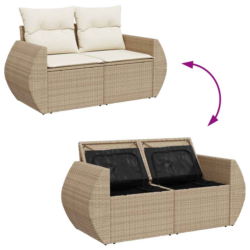 sofasæt til haven 7 dele med hynder polyrattan beige