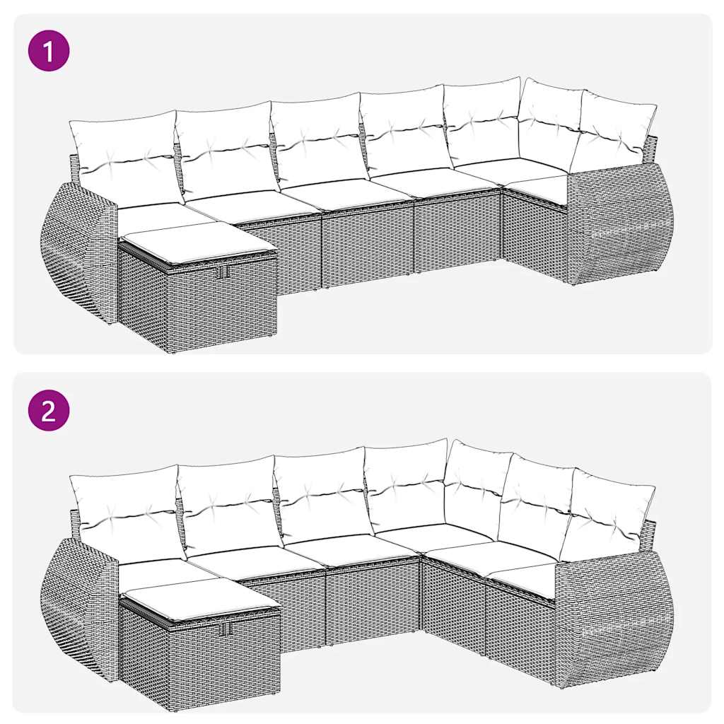sofasæt til haven 7 dele med hynder polyrattan beige