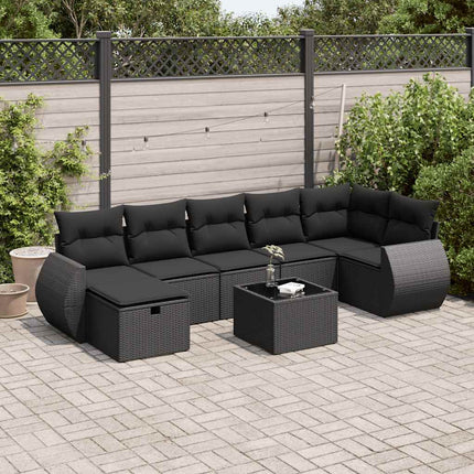 sofasæt til haven 8 dele med hynder polyrattan sort