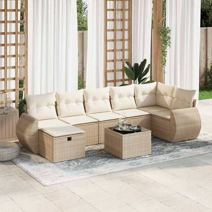 sofasæt til haven 8 dele med hynder polyrattan beige