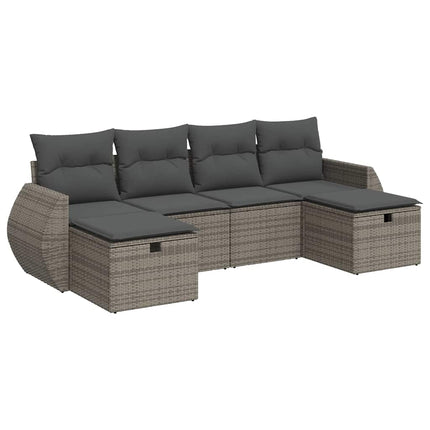 sofasæt til haven 6 dele med hynder polyrattan grå
