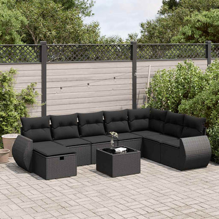 sofasæt til haven 9 dele med hynder polyrattan sort