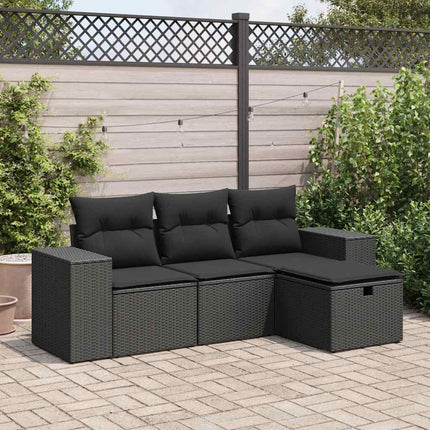 sofasæt til haven 4 dele med hynder polyrattan sort