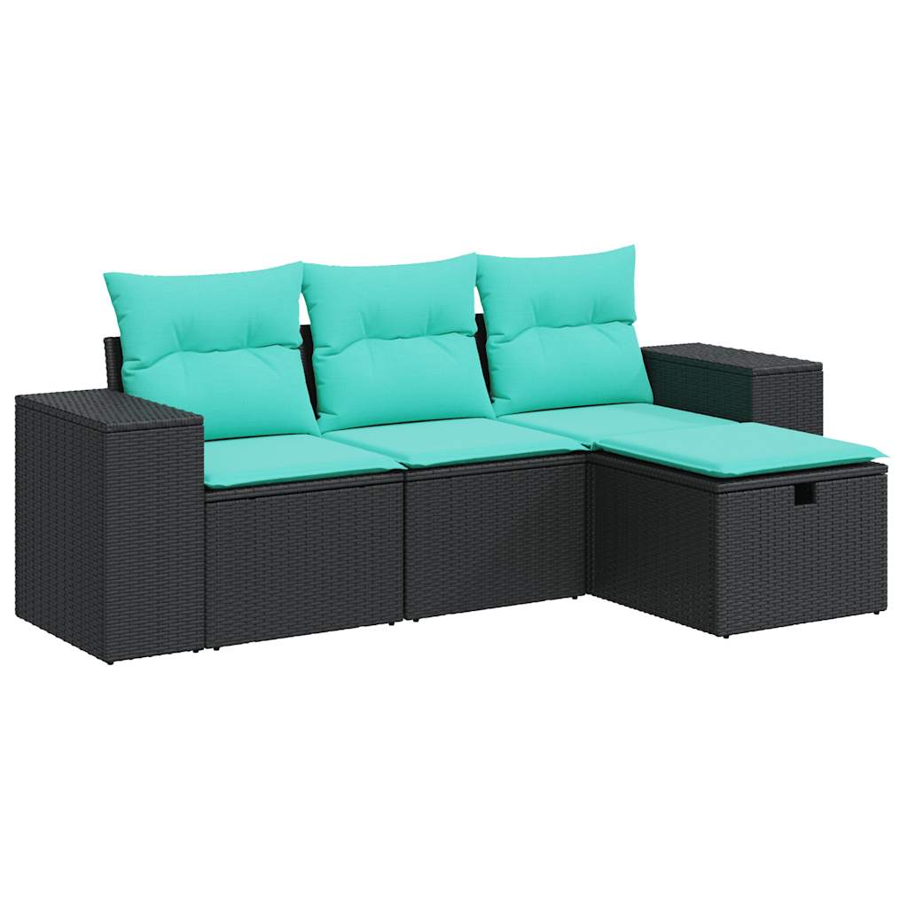 sofasæt til haven 4 dele med hynder polyrattan sort