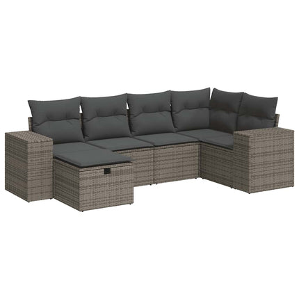 sofasæt til haven 6 dele med hynder polyrattan grå