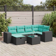 sofasæt til haven 7 dele med hynder polyrattan sort