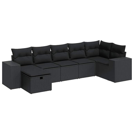 sofasæt til haven 7 dele med hynder polyrattan sort