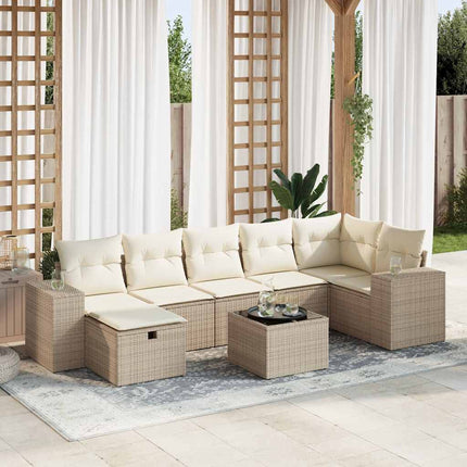 sofasæt til haven 8 dele med hynder polyrattan beige