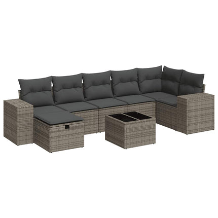 sofasæt til haven 8 dele med hynder polyrattan grå