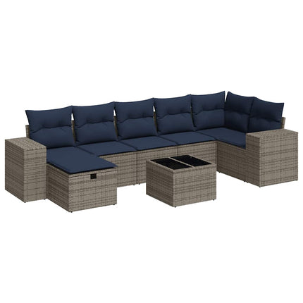 sofasæt til haven 8 dele med hynder polyrattan grå