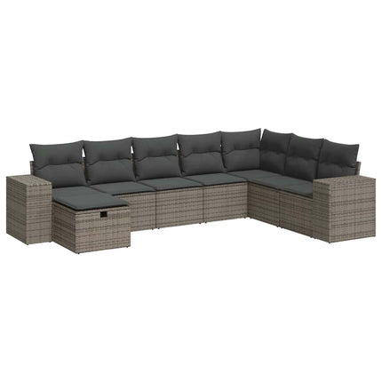 sofasæt til haven 8 dele med hynder polyrattan grå