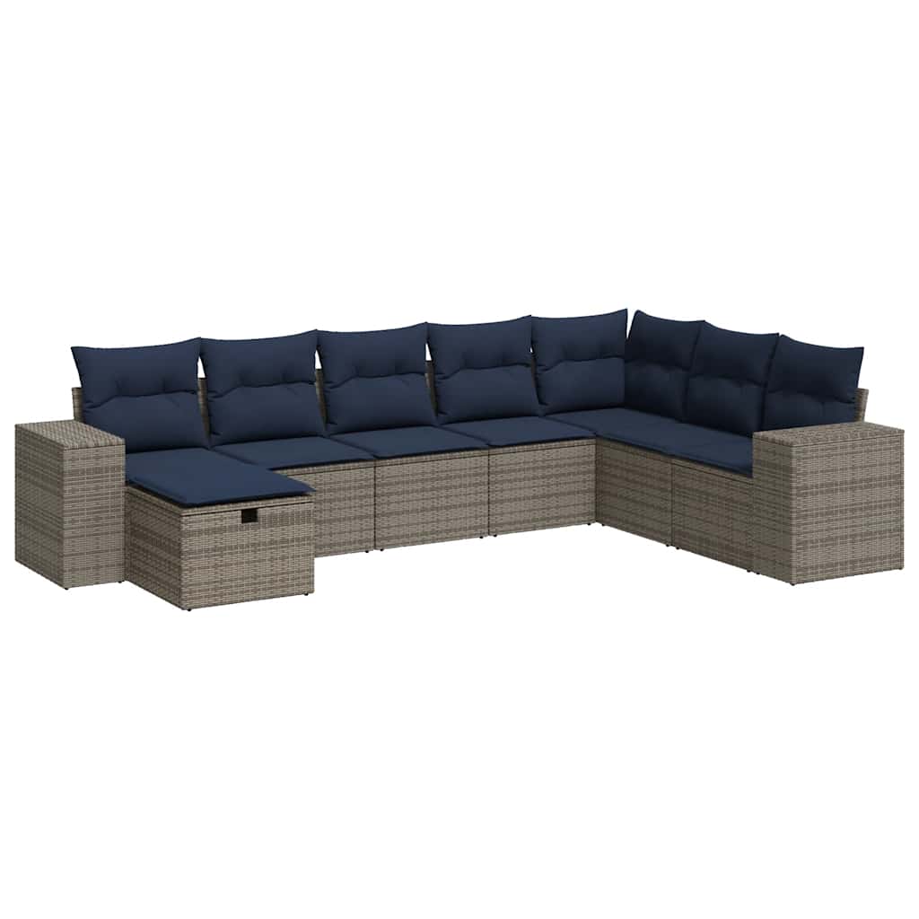 sofasæt til haven 8 dele med hynder polyrattan grå
