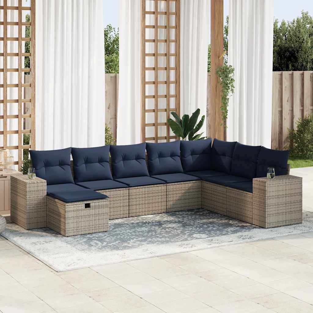 sofasæt til haven 8 dele med hynder polyrattan grå
