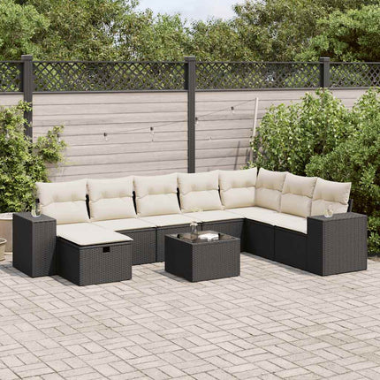 sofasæt til haven 9 dele med hynder polyrattan sort