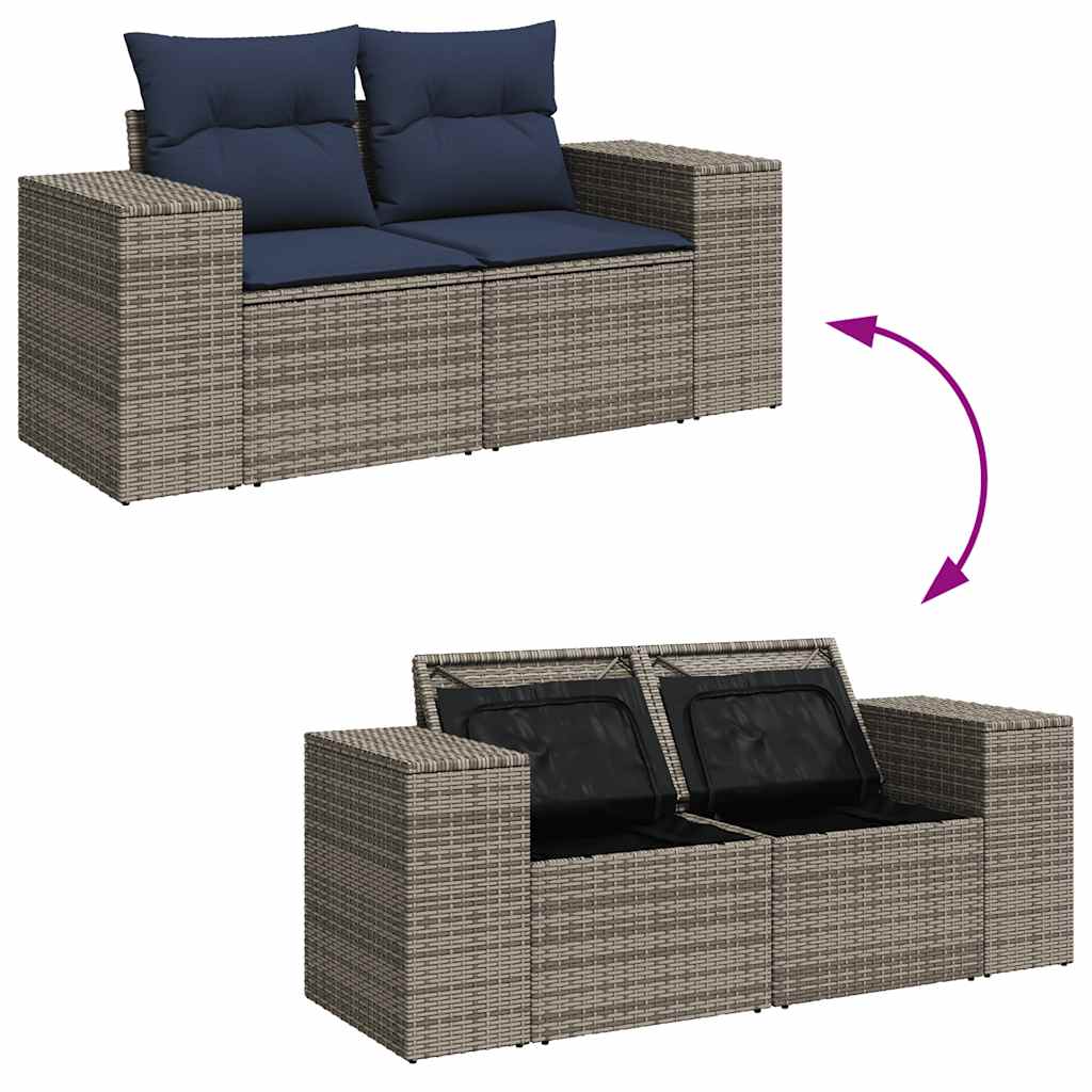 sofasæt til haven 9 dele med hynder polyrattan grå
