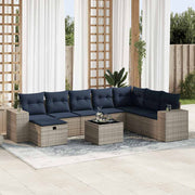 sofasæt til haven 9 dele med hynder polyrattan grå
