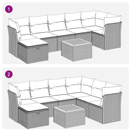 sofasæt til haven 8 dele med hynder polyrattan sort