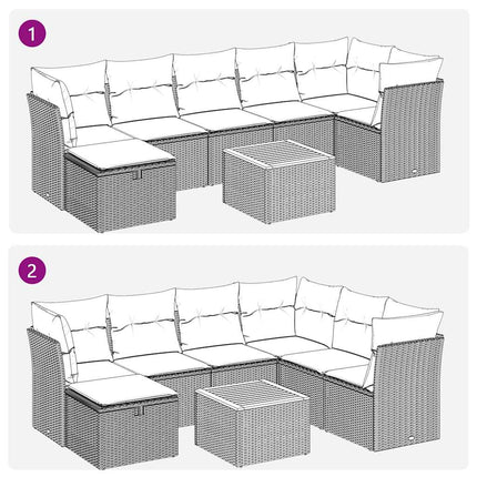 sofasæt til haven 8 dele med hynder polyrattan beige