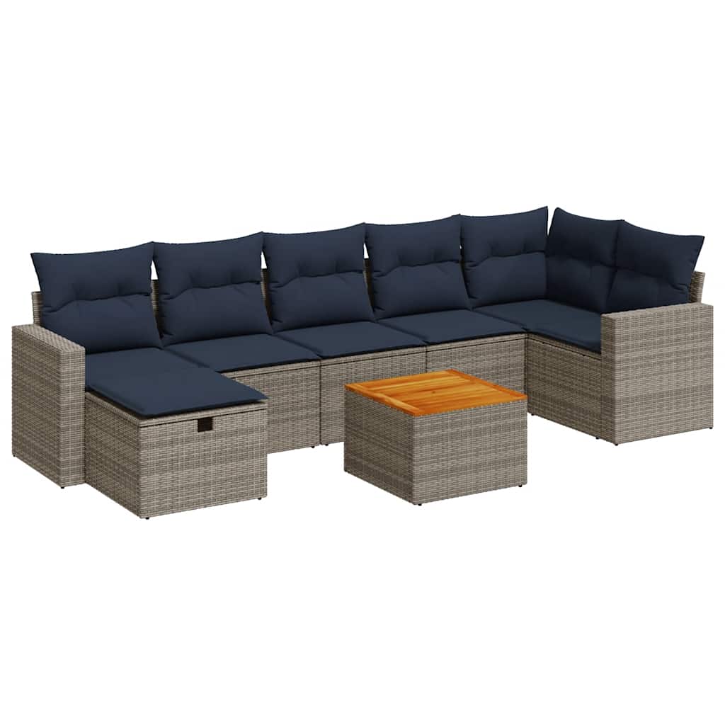 sofasæt til haven 8 dele med hynder polyrattan grå