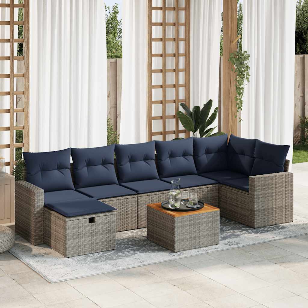 sofasæt til haven 8 dele med hynder polyrattan grå