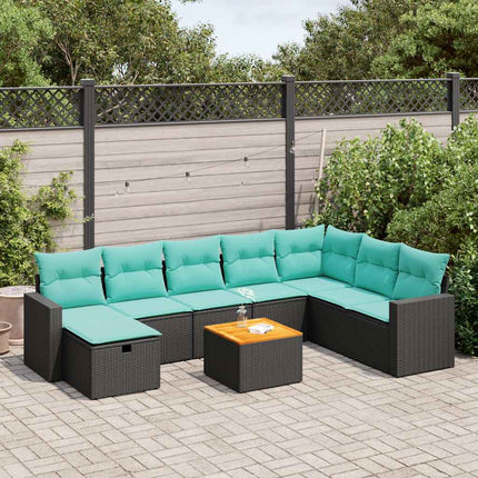sofasæt til haven 9 dele med hynder polyrattan sort