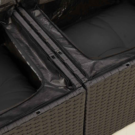 sofasæt til haven 7 dele med hynder polyrattan sort