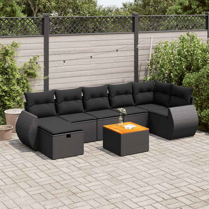 sofasæt til haven 8 dele med hynder polyrattan sort