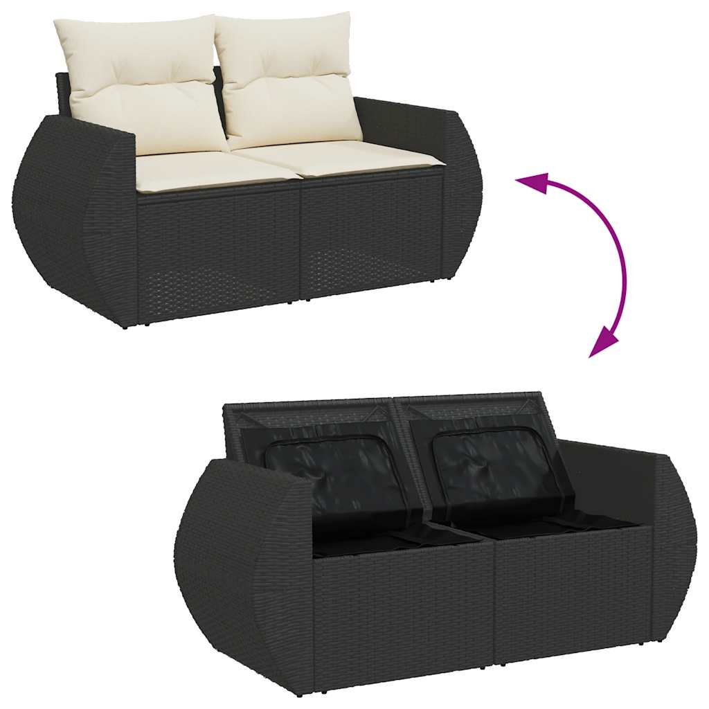sofasæt til haven 8 dele med hynder polyrattan sort