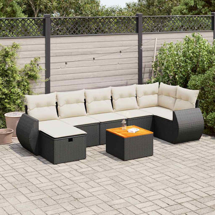 sofasæt til haven 8 dele med hynder polyrattan sort