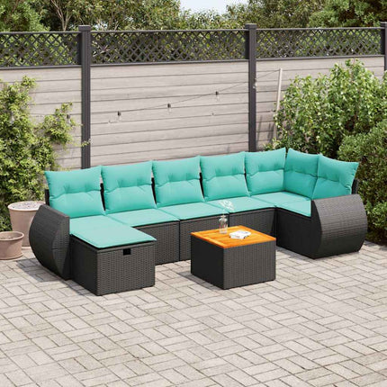 sofasæt til haven 8 dele med hynder polyrattan sort