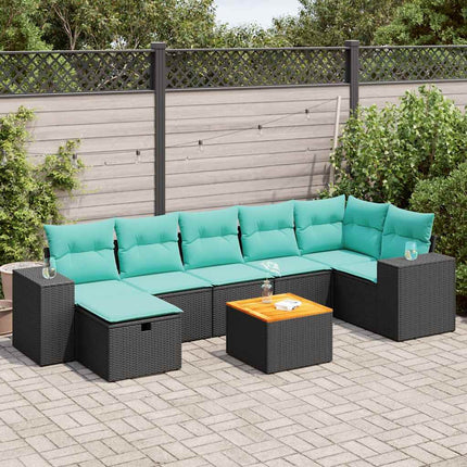 sofasæt til haven 8 dele med hynder polyrattan sort