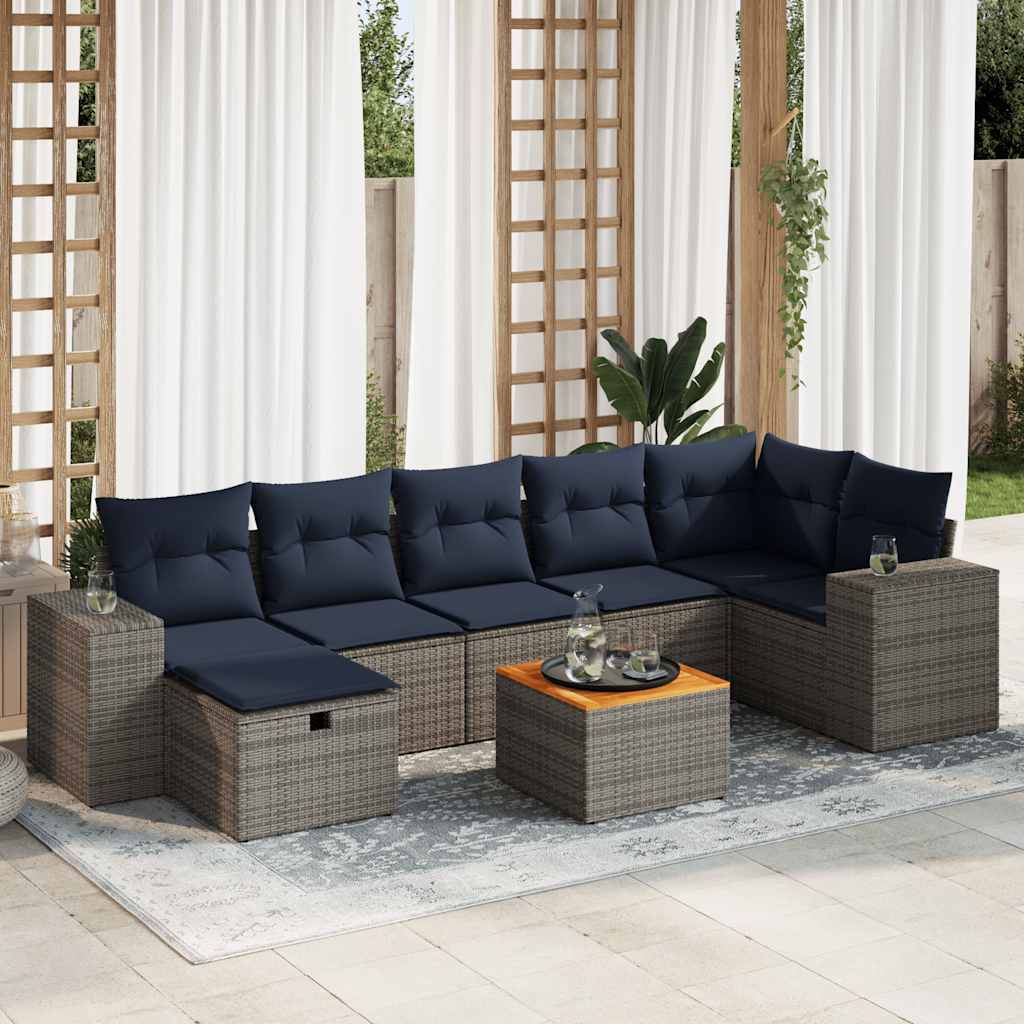 sofasæt til haven 8 dele med hynder polyrattan grå
