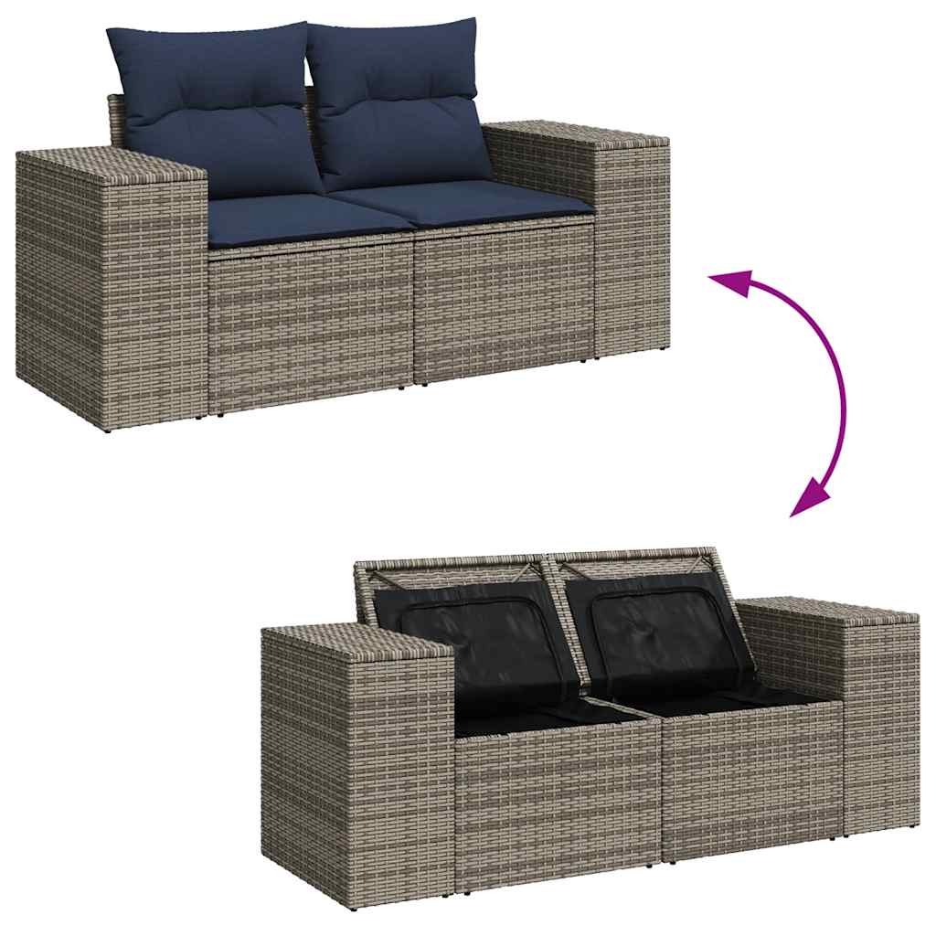 sofasæt til haven 9 dele med hynder polyrattan grå