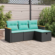 sofasæt til haven 4 dele med hynder polyrattan sort