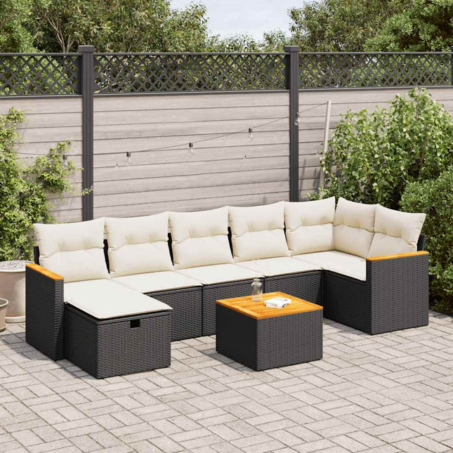 sofasæt til haven 8 dele med hynder polyrattan sort