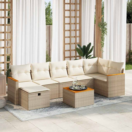 sofasæt til haven 8 dele med hynder polyrattan beige