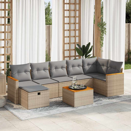sofasæt til haven 8 dele med hynder polyrattan beige
